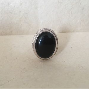 Handmade black onyx sterling silver ring